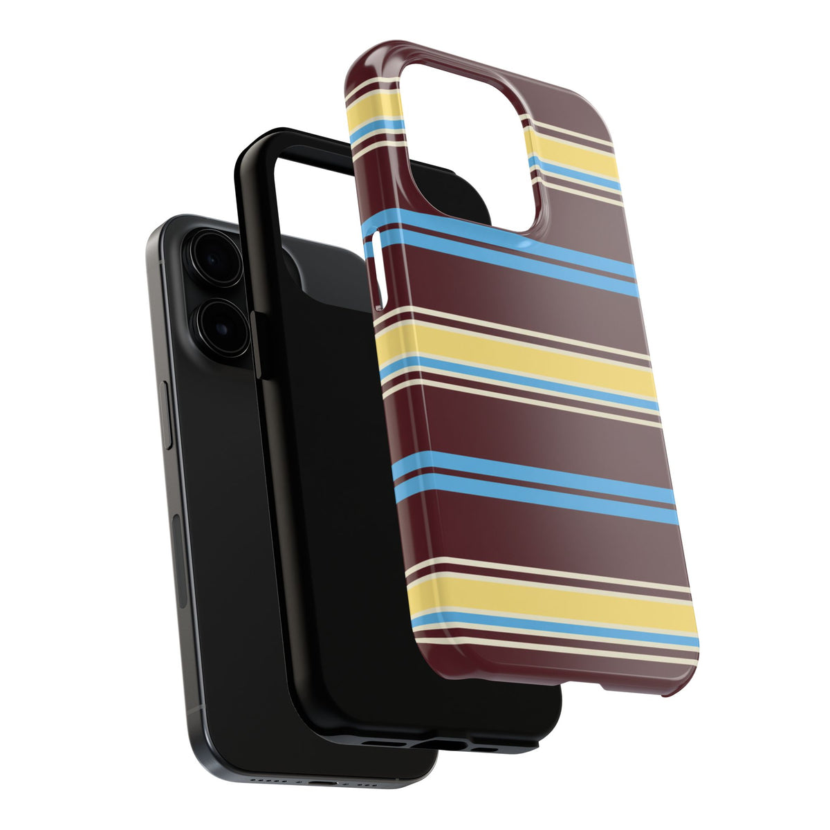 BURGUNDY BLUEBERRY STRIPES PHONE CASE