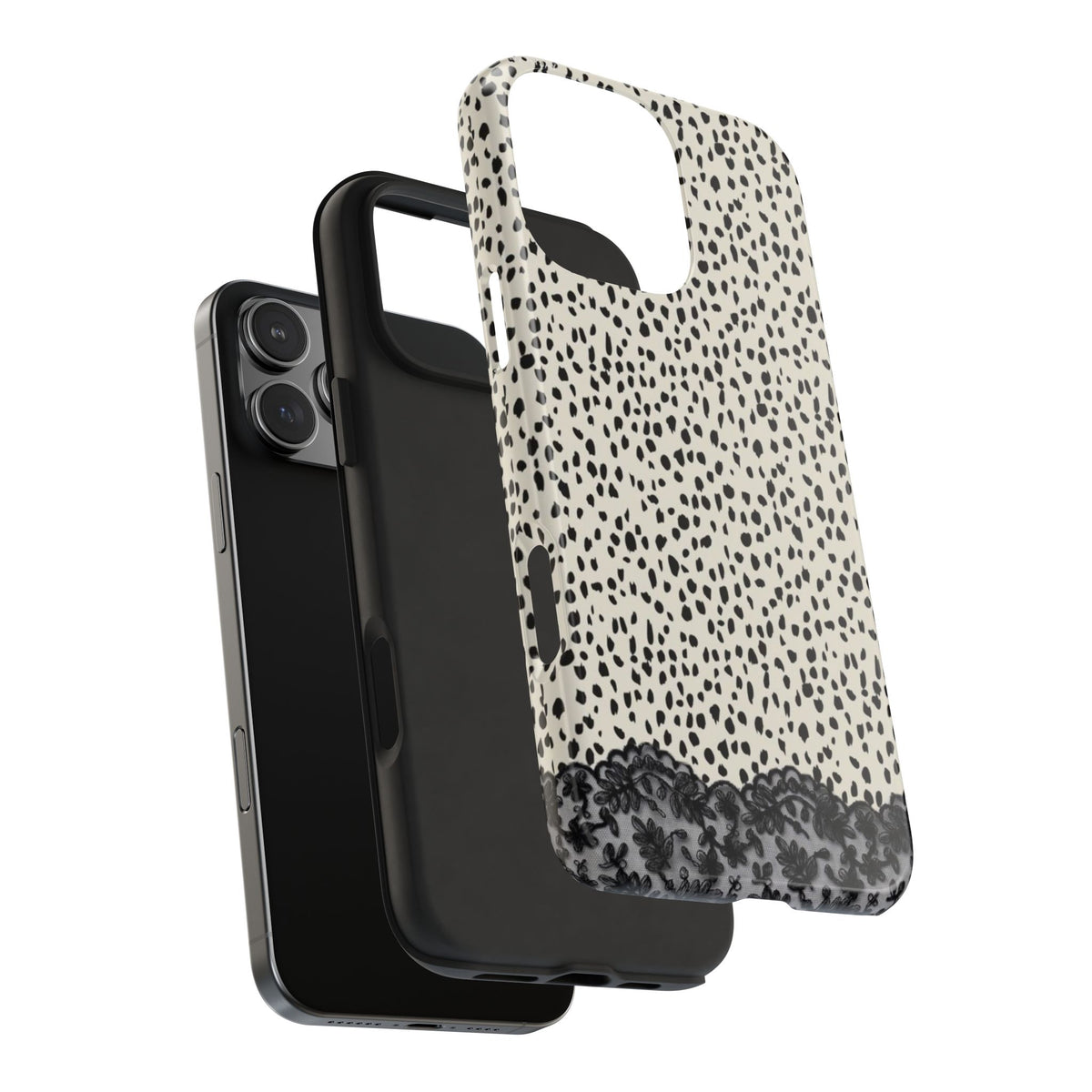 BLACK LACE & DOTS PHONE CASE
