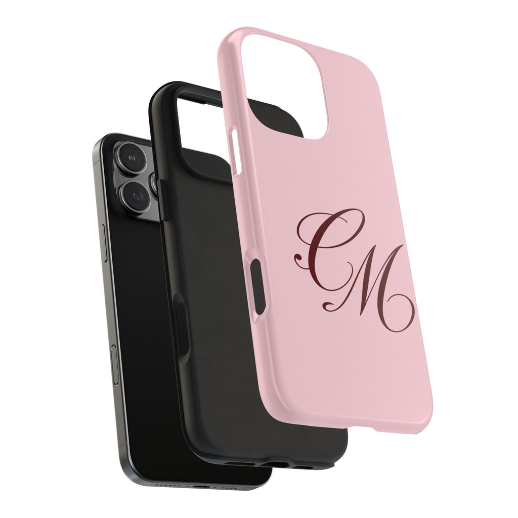 PERSONALIZED PINK & BURGUNDY INITIALS CUSTOM PHONE CASE
