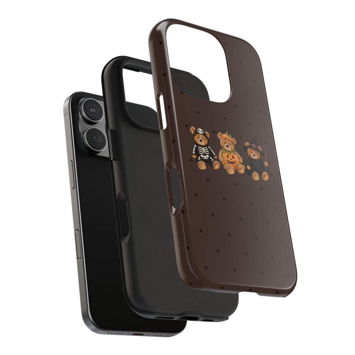 BROWN POLKA DOTS HALLOWEEN TEDDY BEARS PHONE CASE