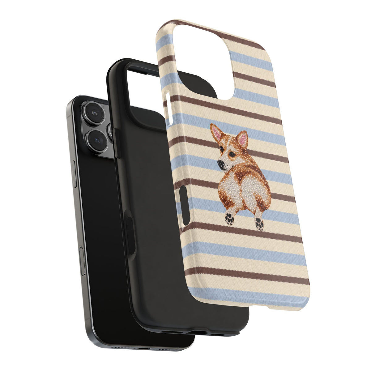 HONEY BROWN STRIPES CORGI PHONE CASE