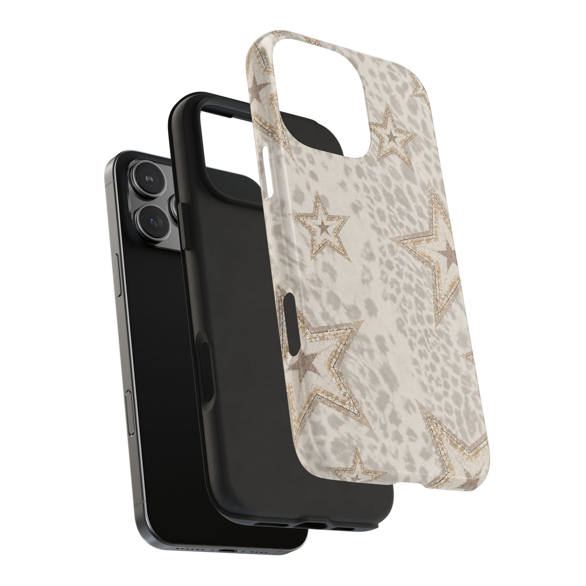 IVORY LEOPARD GOLD STARS PHONE CASE