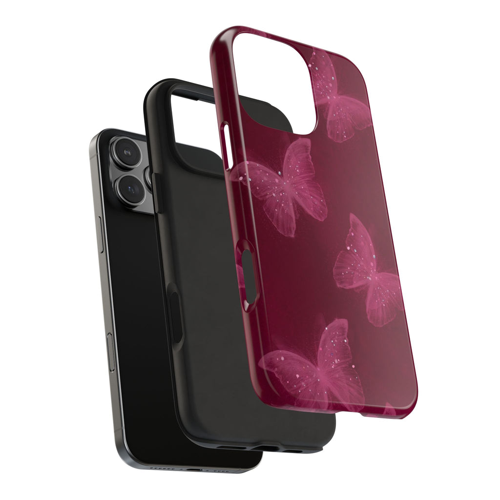 BURGUNDY FAIRY BUTTERFLIES PHONE CASE