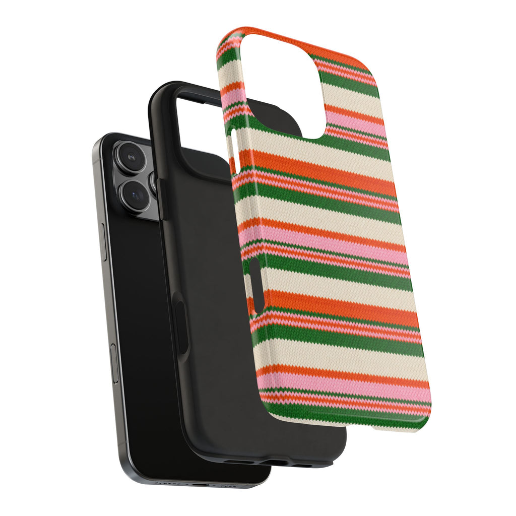 PINK CLEMENTINE STRIPES PHONE CASE