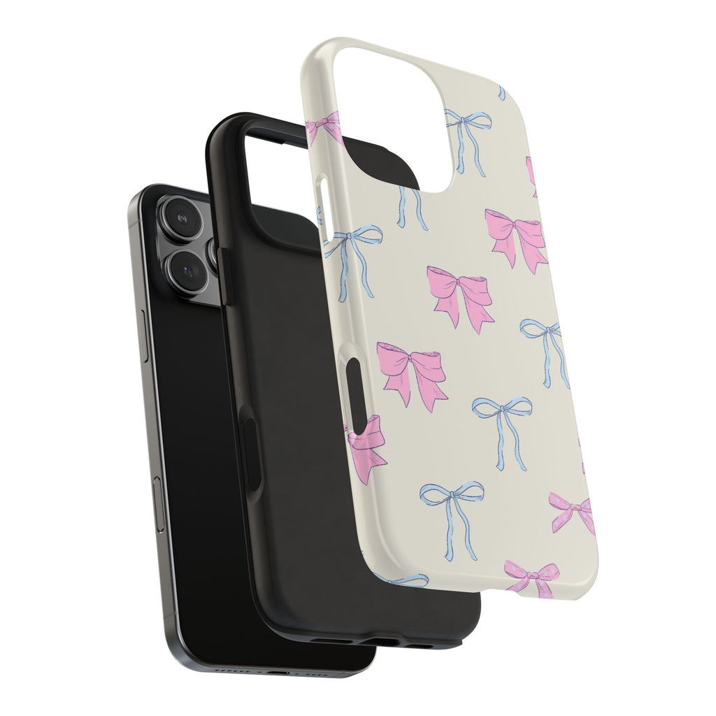 IVORY PINK & BLUE COQUETTE BOWS PHONE CASE