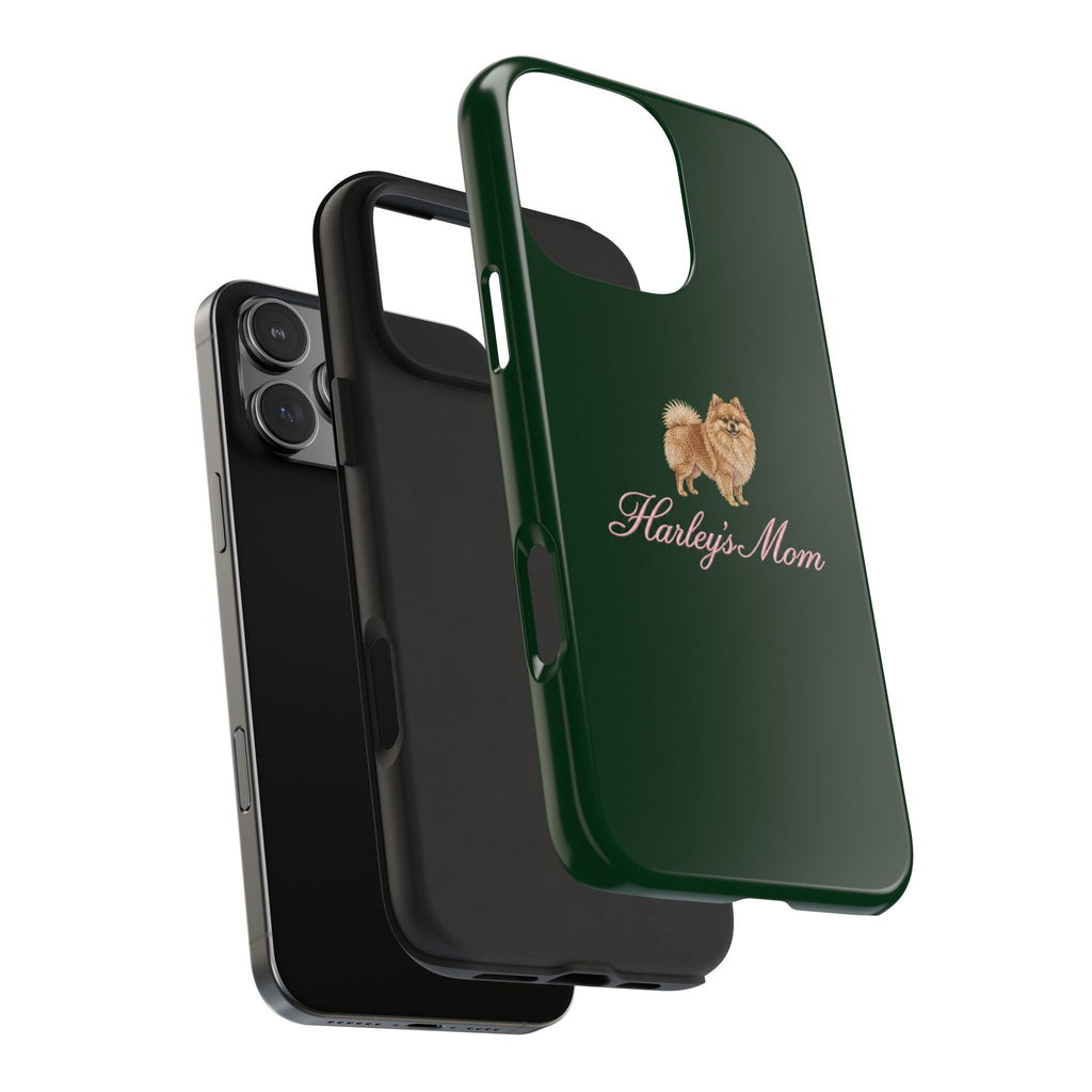 PERSONALIZED GREEN POMERANIAN DOG MOM CUSTOM NAME PHONE CASE