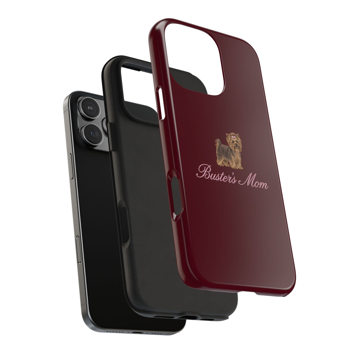 PERSONALIZED BURGUNDY YORKI DOG MOM CUSTOM NAME PHONE CASE