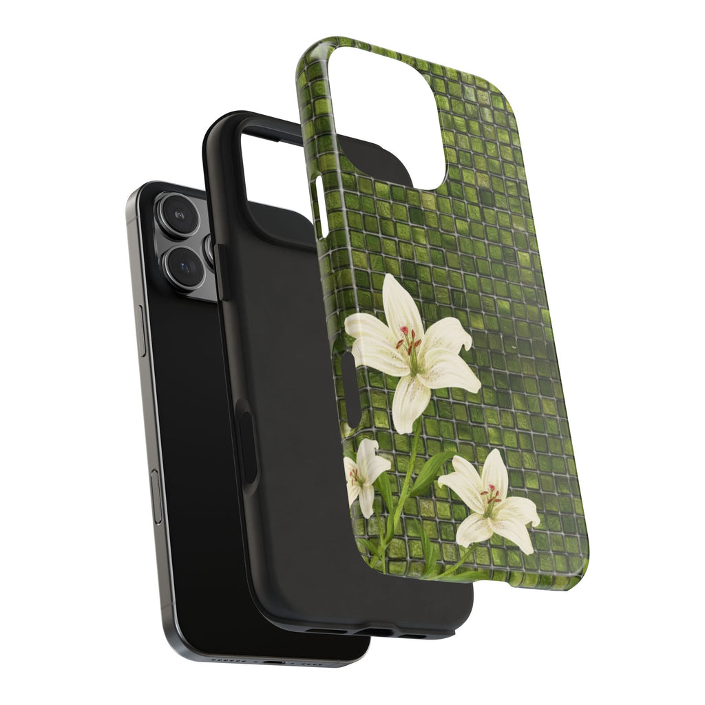 GREEN MOSAIC LILY PHONE CASE