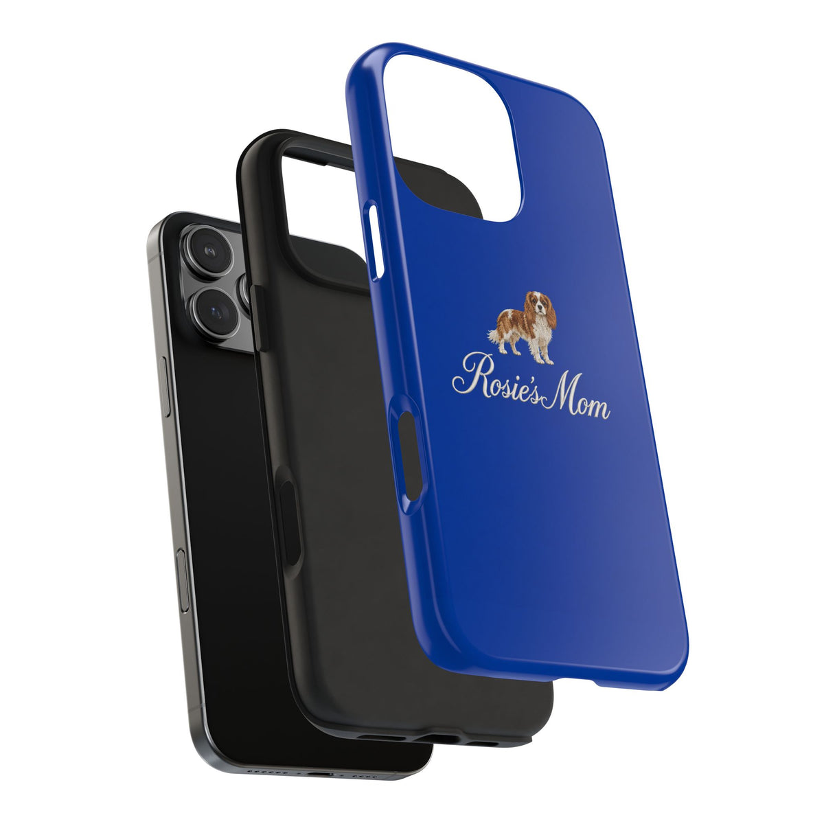 PERSONALIZED ROYAL BLUE CAVALIER DOG MOM CUSTOM NAME PHONE CASE