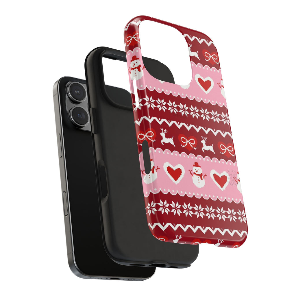 RED & PINK COQUETTE SNOWMAN PHONE CASE