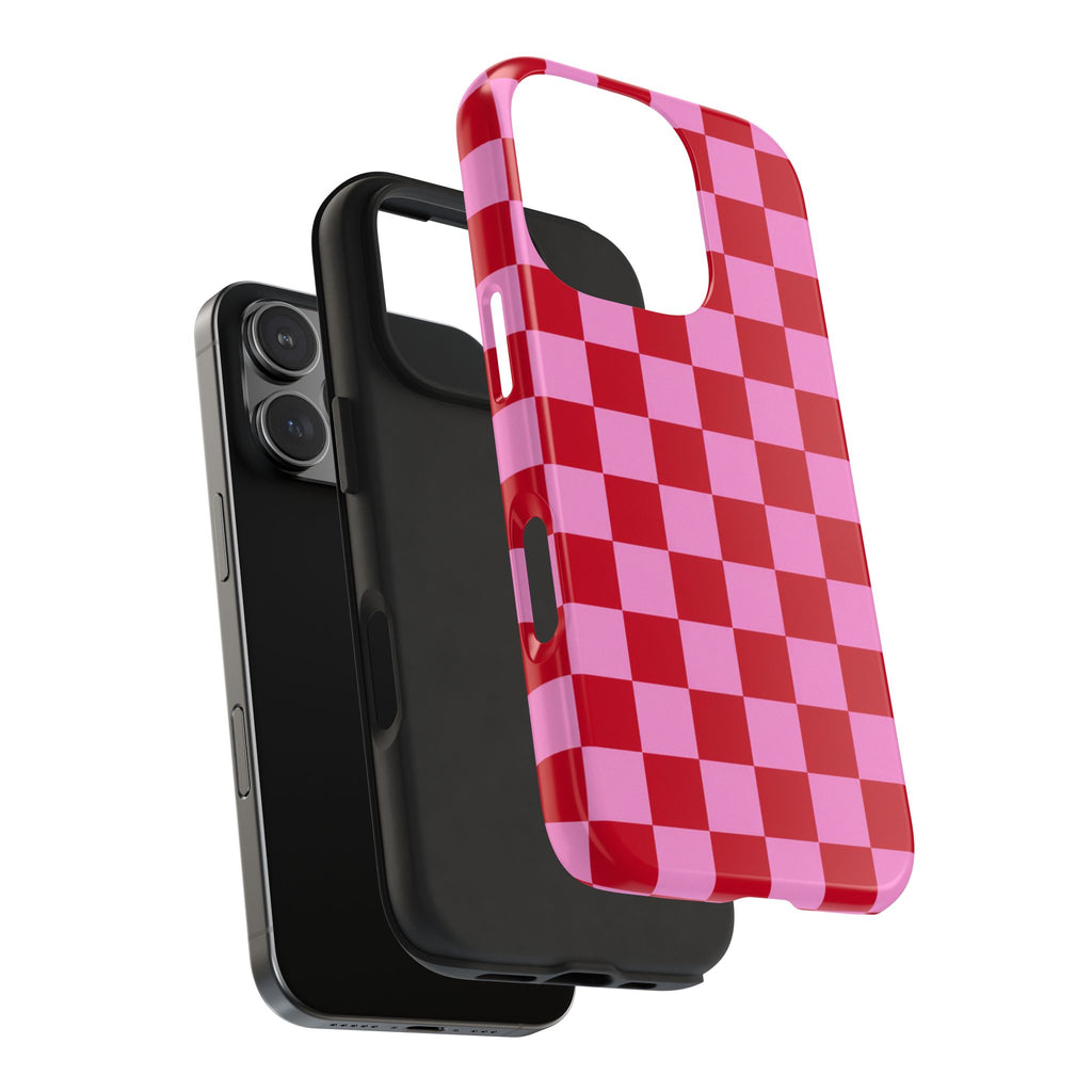 PINK CHERRY CHECK PHONE CASE