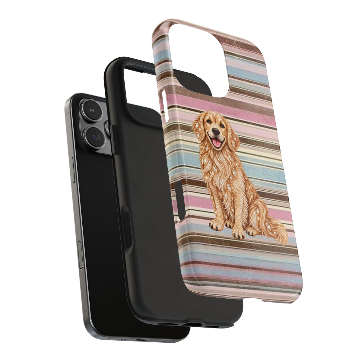 AUTUMN STRIPES GOLDEN RETRIEVER PHONE CASE