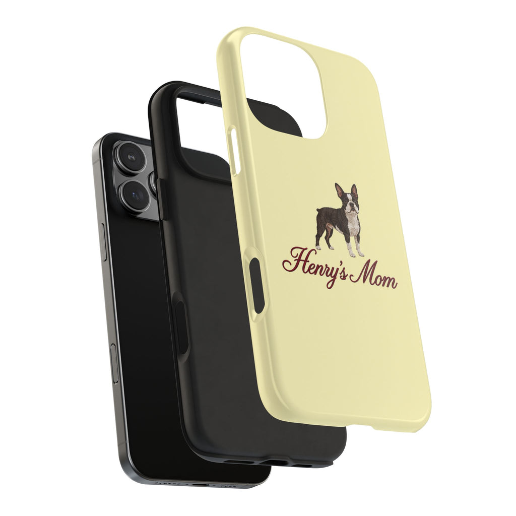 PERSONALIZED YELLOW BOSTON TERRIER DOG MOM CUSTOM NAME PHONE CASE