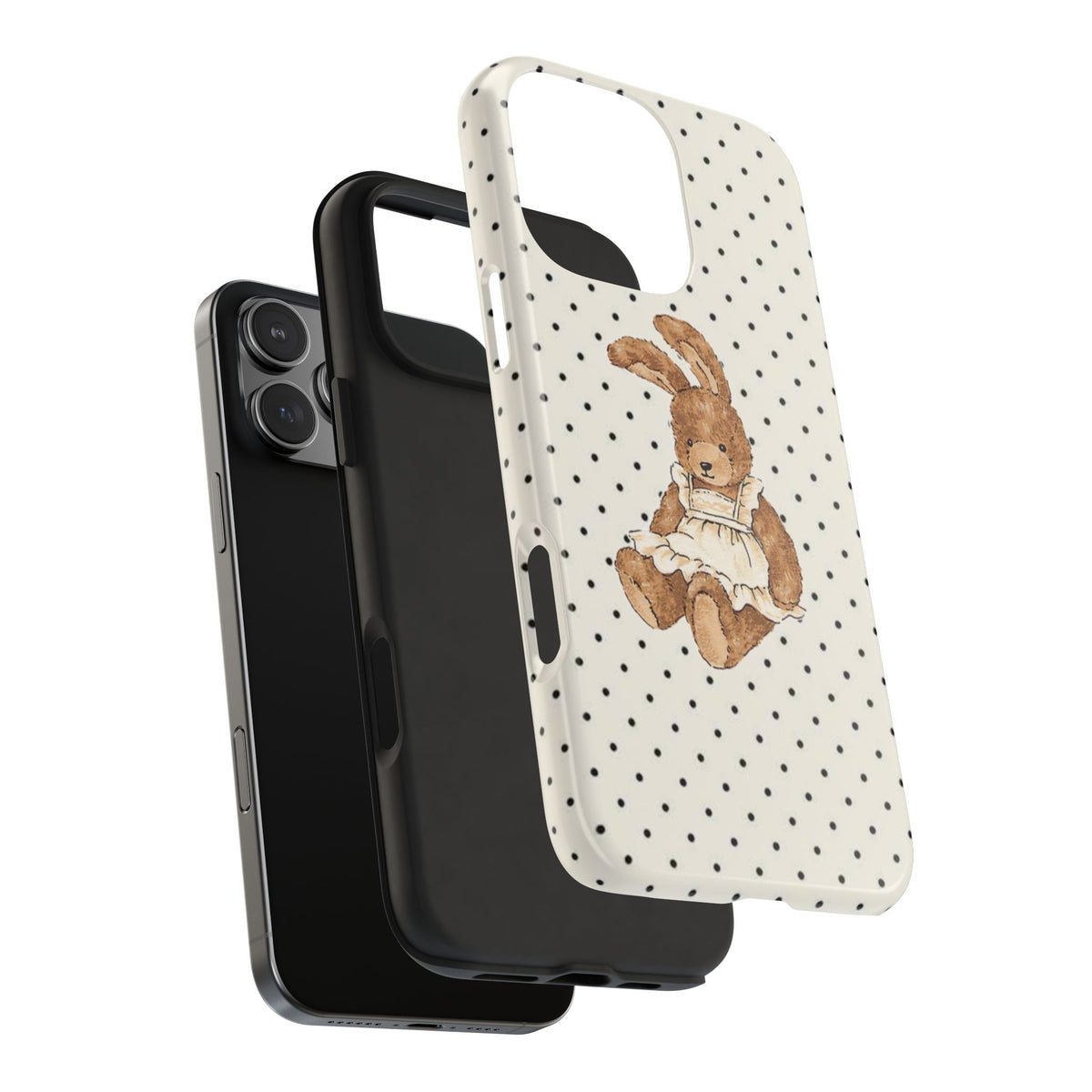 IVORY POLKA DOTS BUNNY PHONE CASE