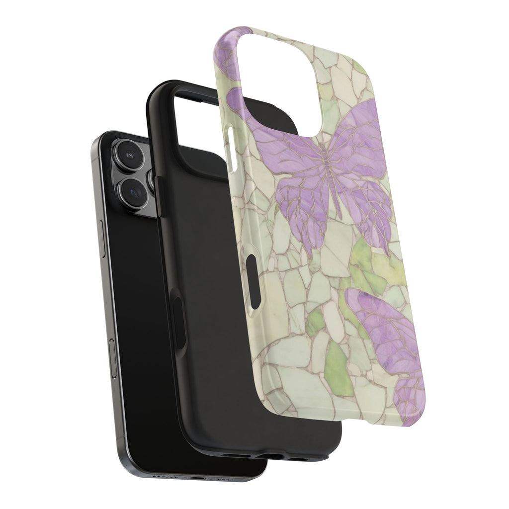 GREEN MOSAIC BUTTERFLIES PHONE CASE