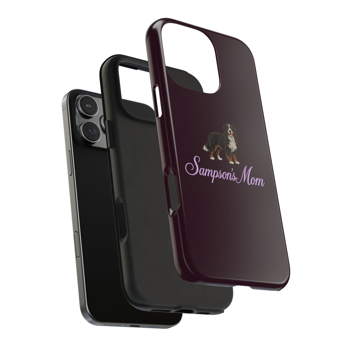 PERSONALIZED PLUM BERNESE DOG MOM CUSTOM NAME PHONE CASE