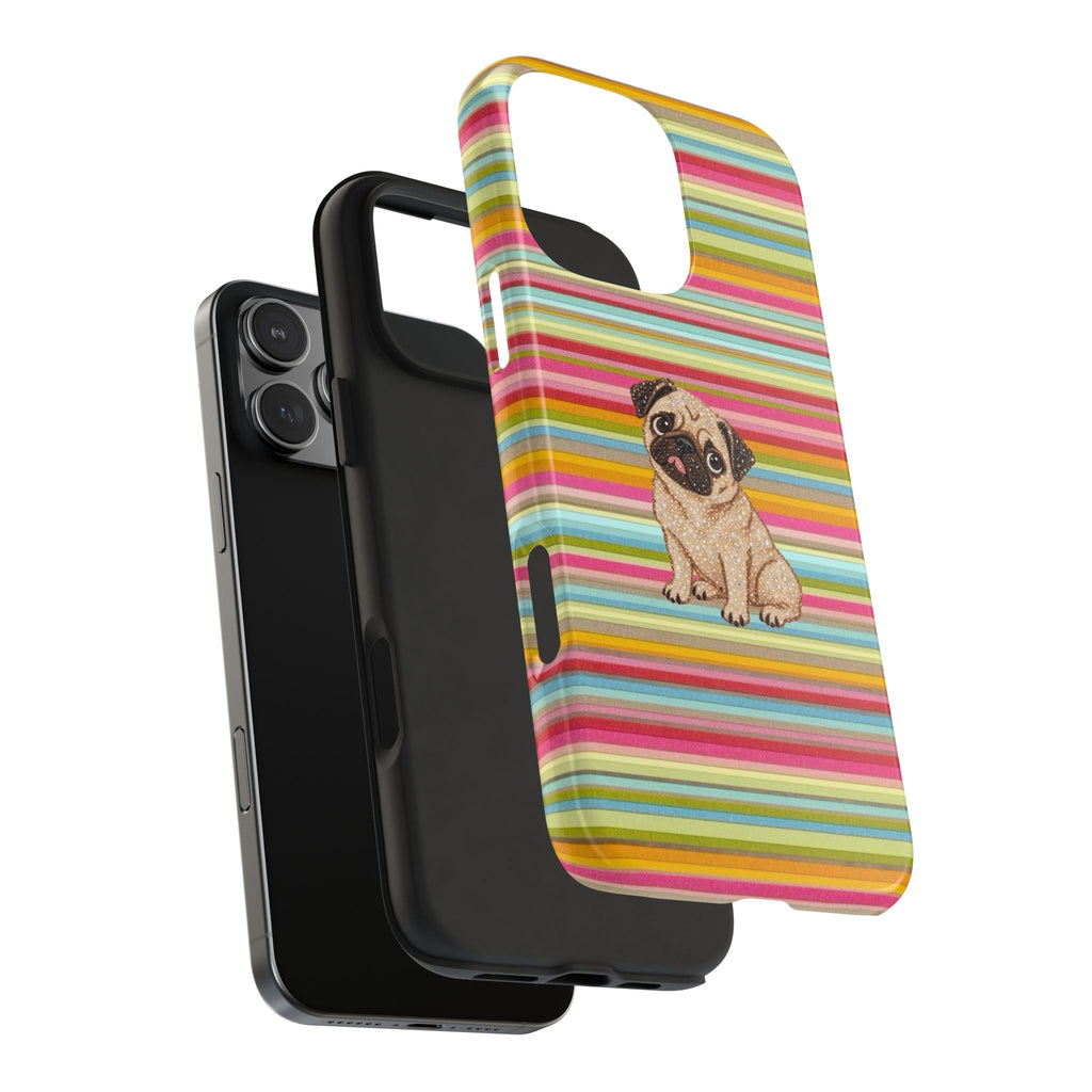 JET SET STRIPES PUG PUPPY PHONE CASE