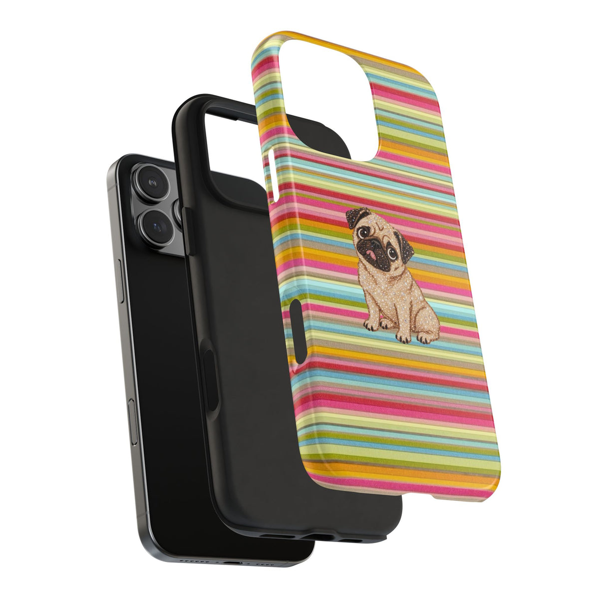 JET SET STRIPES PUG PUPPY PHONE CASE