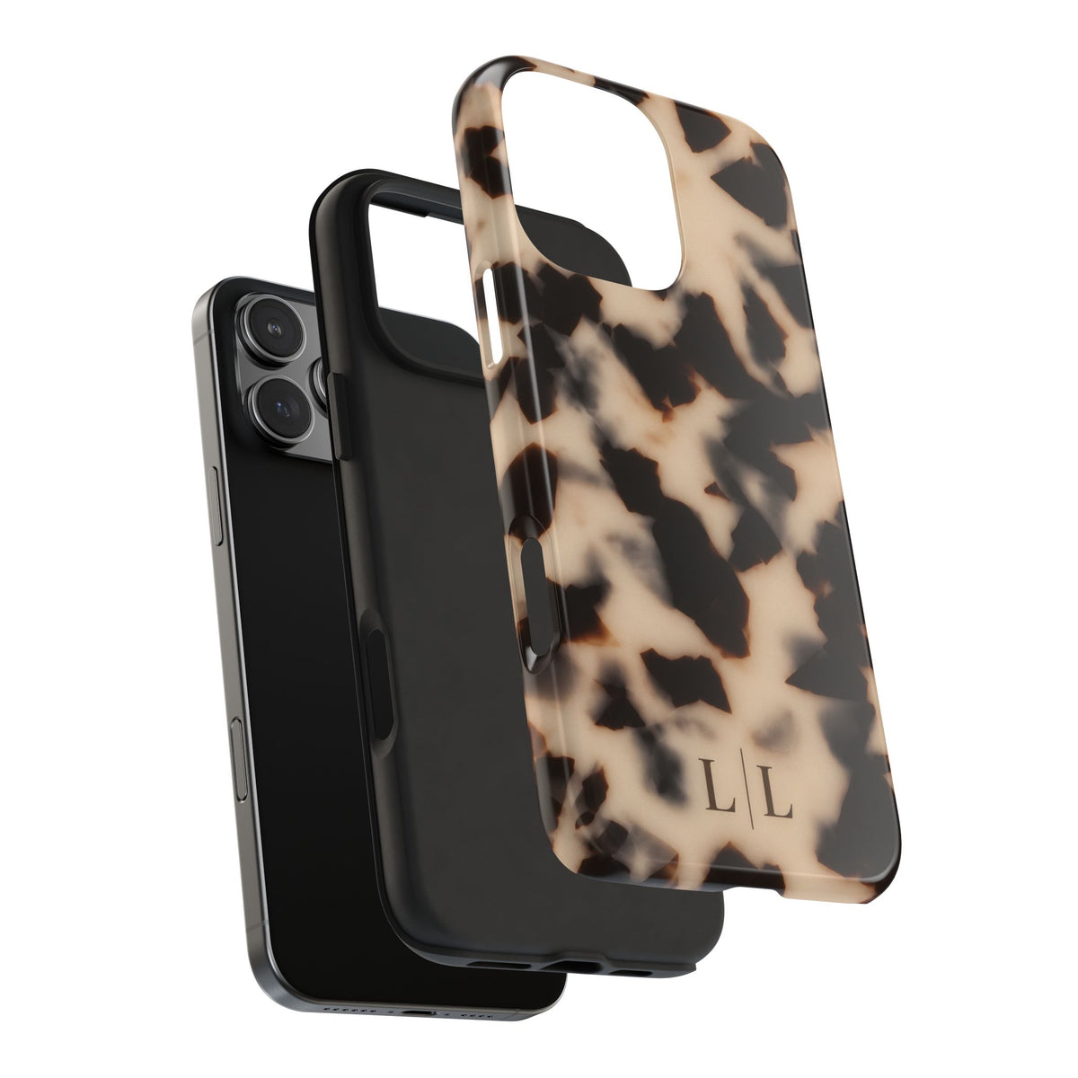 PERSONALIZED BEIGE MARBLE TORTOISE SHELL MONOGRAM INITIALS CUSTOM PHONE CASE