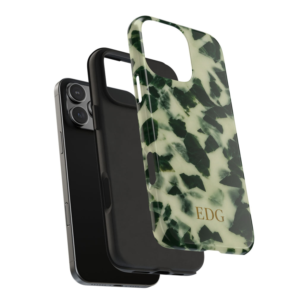 PERSONALIZED GREEN MARBLE TORTOISE SHELL MONOGRAM INITIALS CUSTOM PHONE CASE