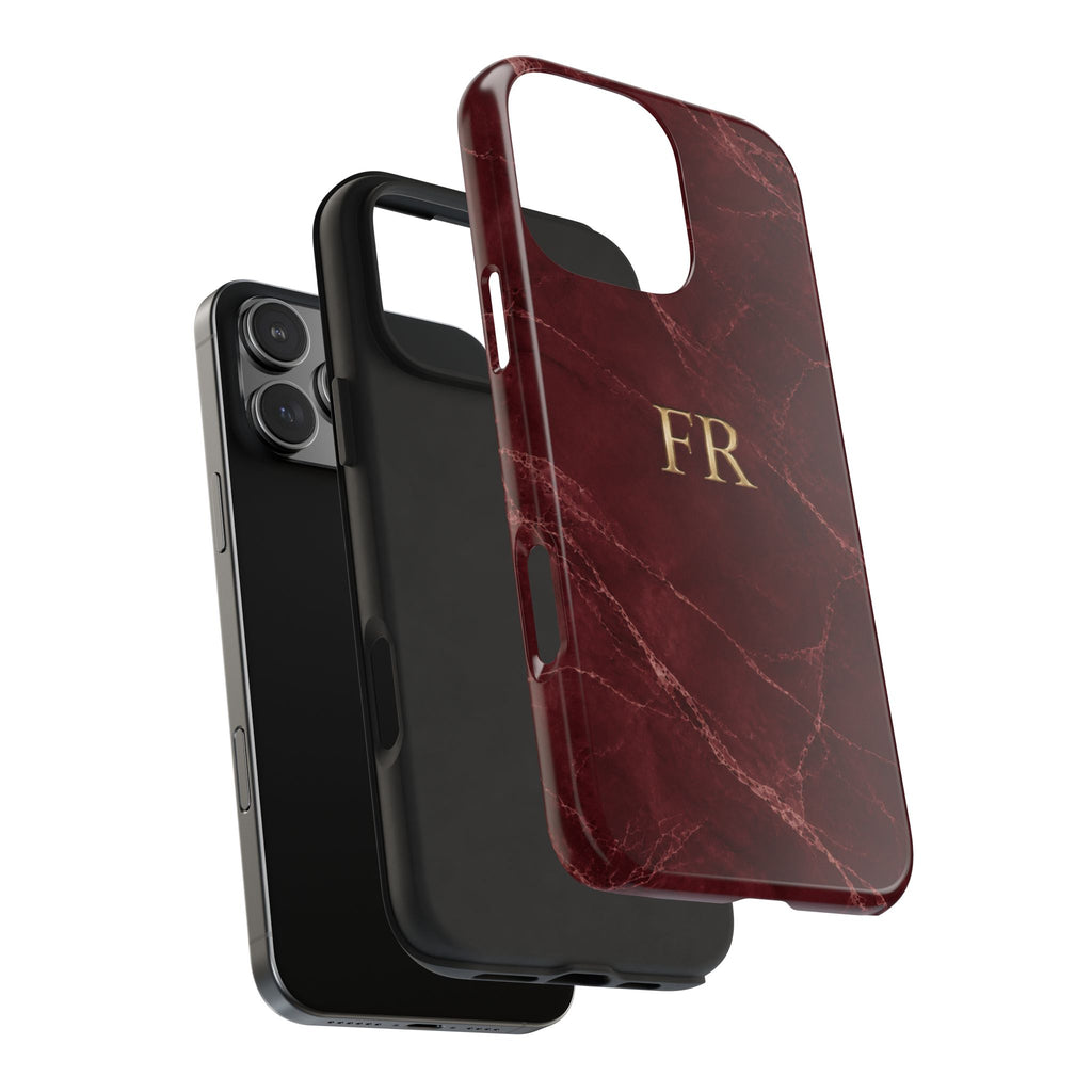PERSONALIZED BURGUNDY STONE CUSTOM INITIALS NAME PHONE CASE