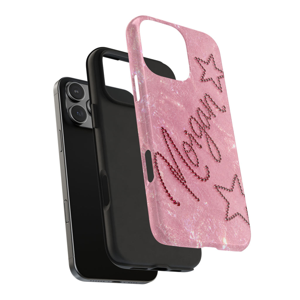 PERSONALIZED PINK GLITTER RHINESTONE CUSTOM NAME PHONE CASE