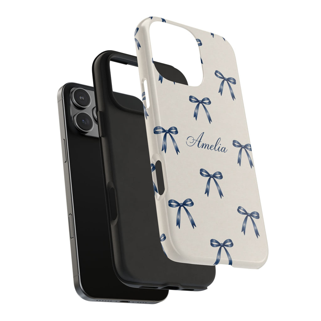 PERSONALIZED BLUE BOWS CUSTOM PHONE CASE
