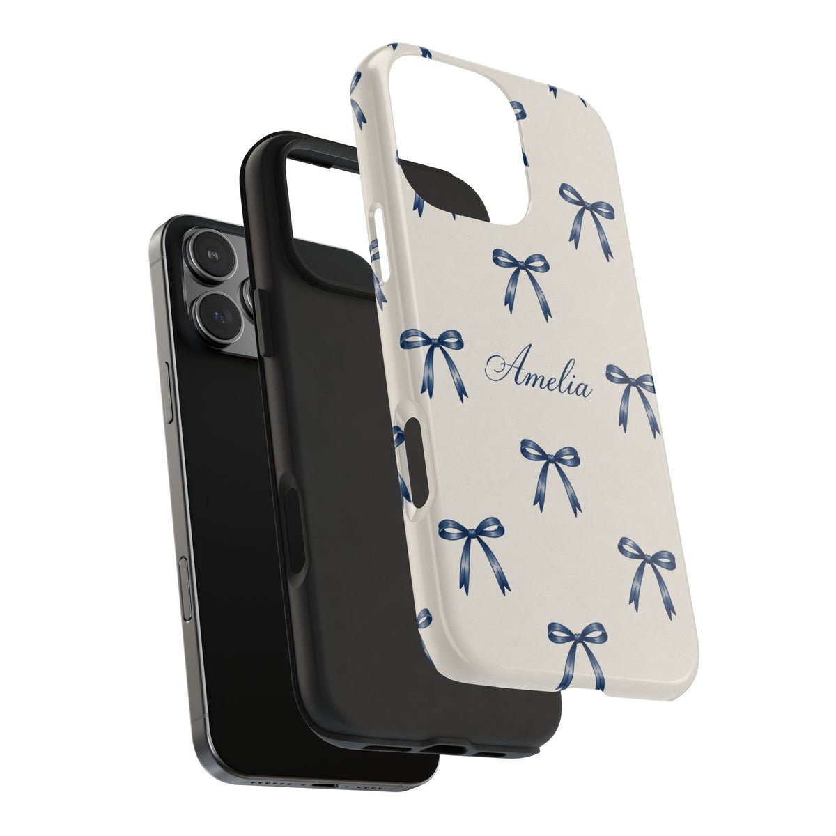 PERSONALIZED BLUE BOWS CUSTOM PHONE CASE