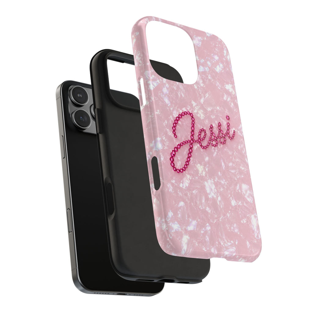 PERSONALIZED PINK VELVET ICE RHINESTONE CUSTOM NAME PHONE CASE
