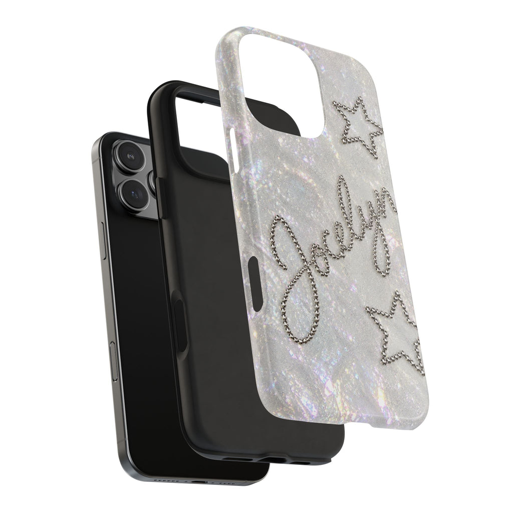 PERSONALIZED SILVER GLITTER RHINESTONE CUSTOM NAME PHONE CASE