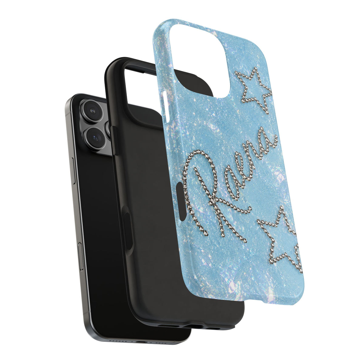 PERSONALIZED BLUE GLITTER RHINESTONE CUSTOM NAME PHONE CASE