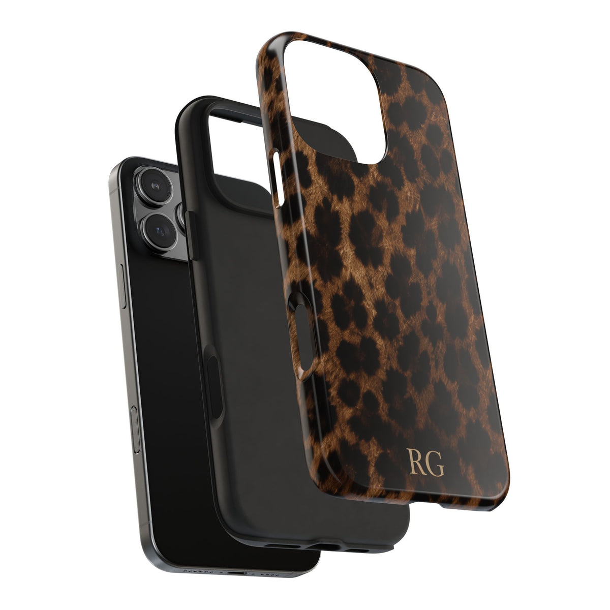 PERSONALIZED BROWN CHEETAH CUSTOM MONOGRAM INITIALS PHONE CASE