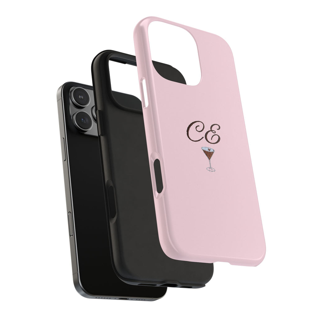 PERSONALIZED PINK MONOGRAM INITIALS ESPRESSO MARTINI CUSTOM NAME PHONE CASE