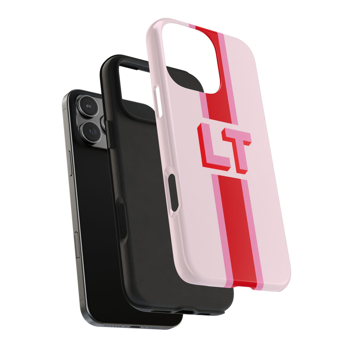 PERSONALIZED PINK & RED MONOGRAM INITIALS NAME PHONE CASE