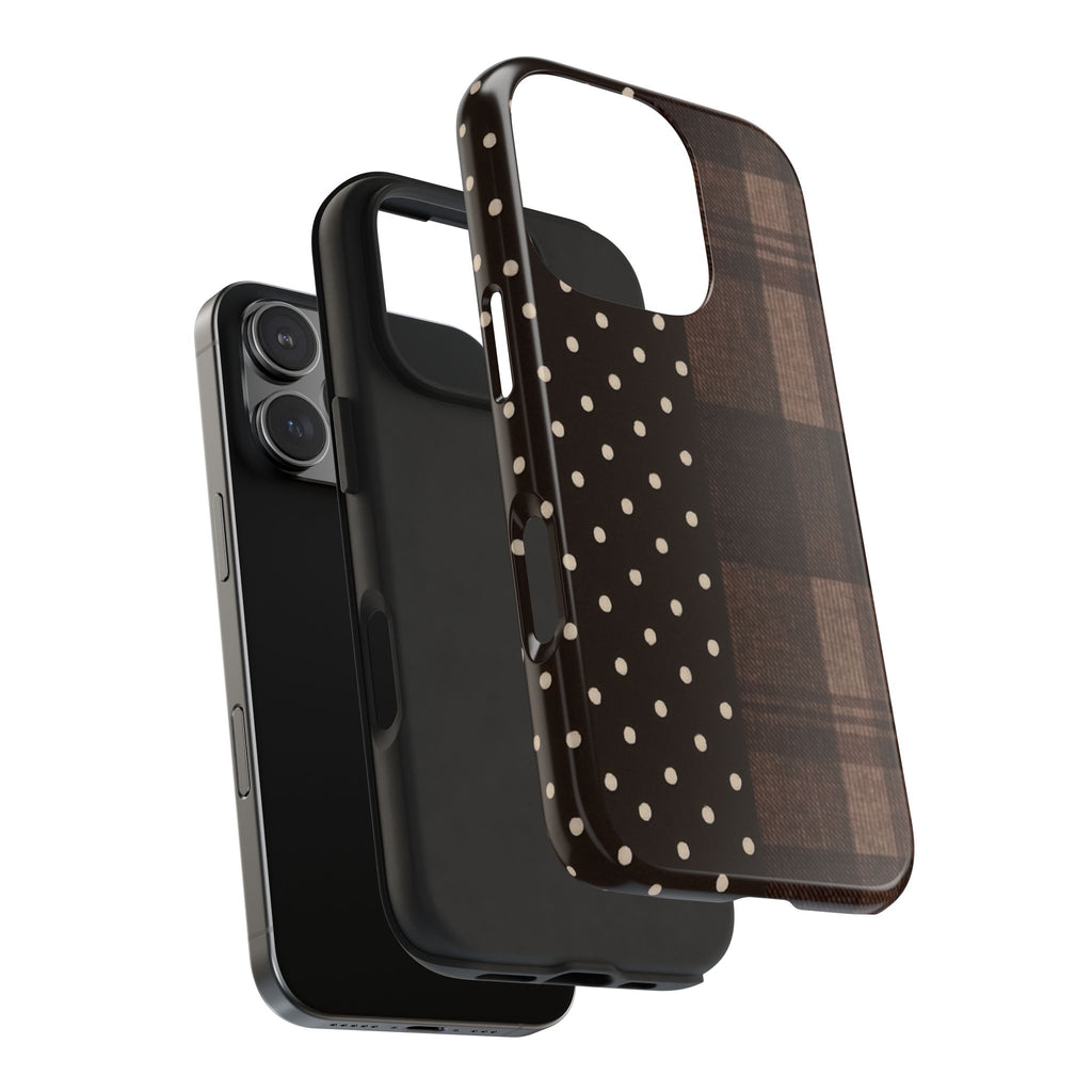 BROWN POLKA DOT PLAID PHONE CASE