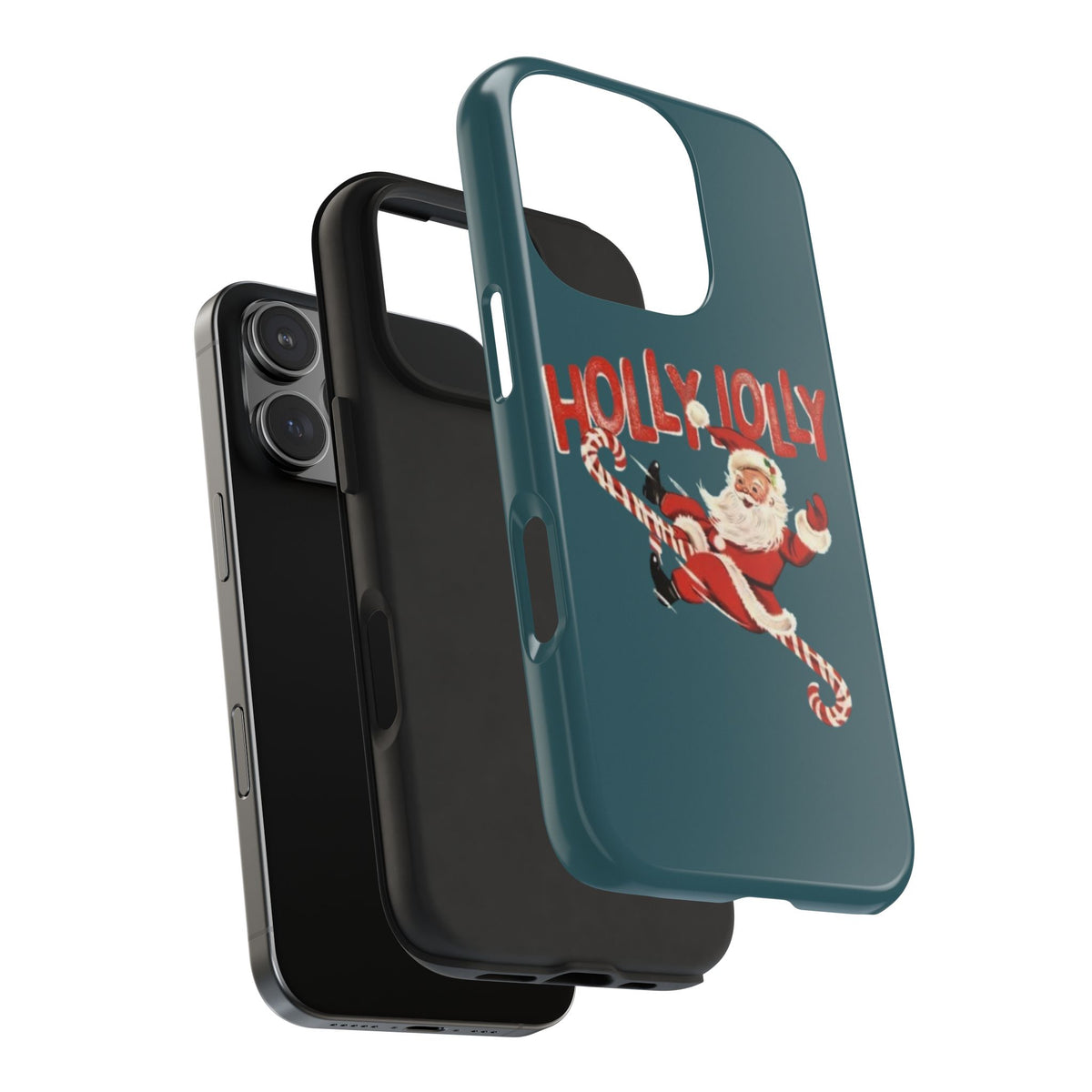 TEAL VINTAGE HOLLY JOLLY SANTA CLAUS PHONE CASE