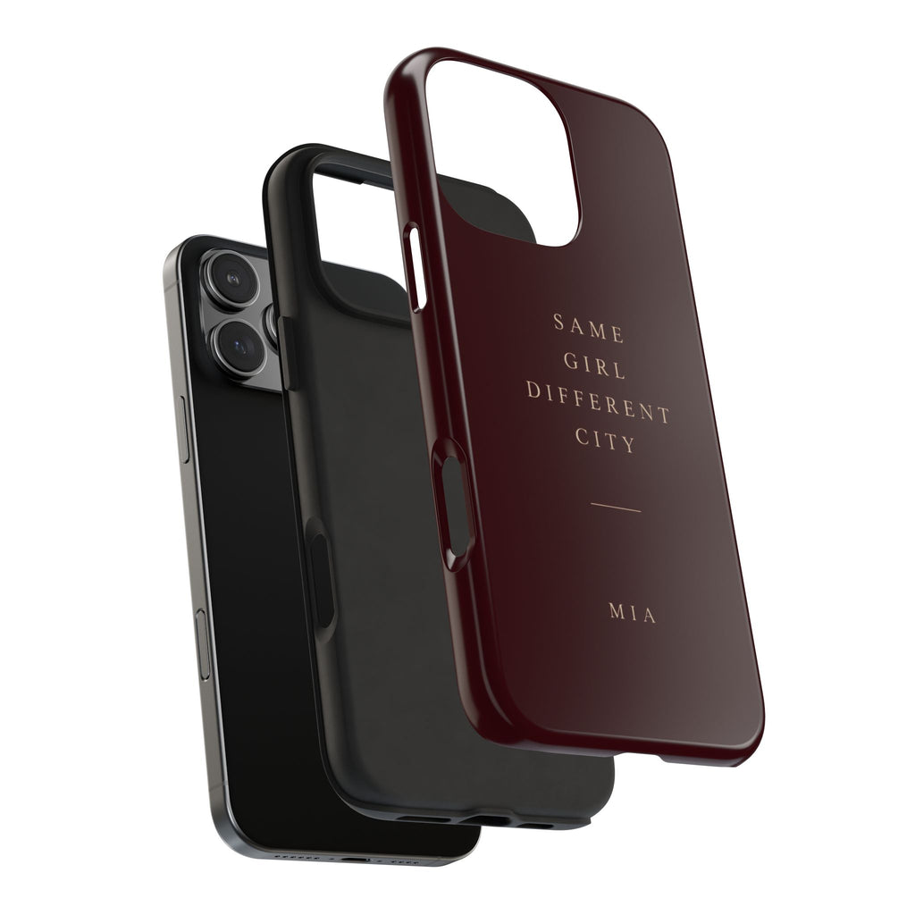 PERSONALIZED RED SAME GIRL DIFFERENT CITY CUSTOM NAME PHONE CASE