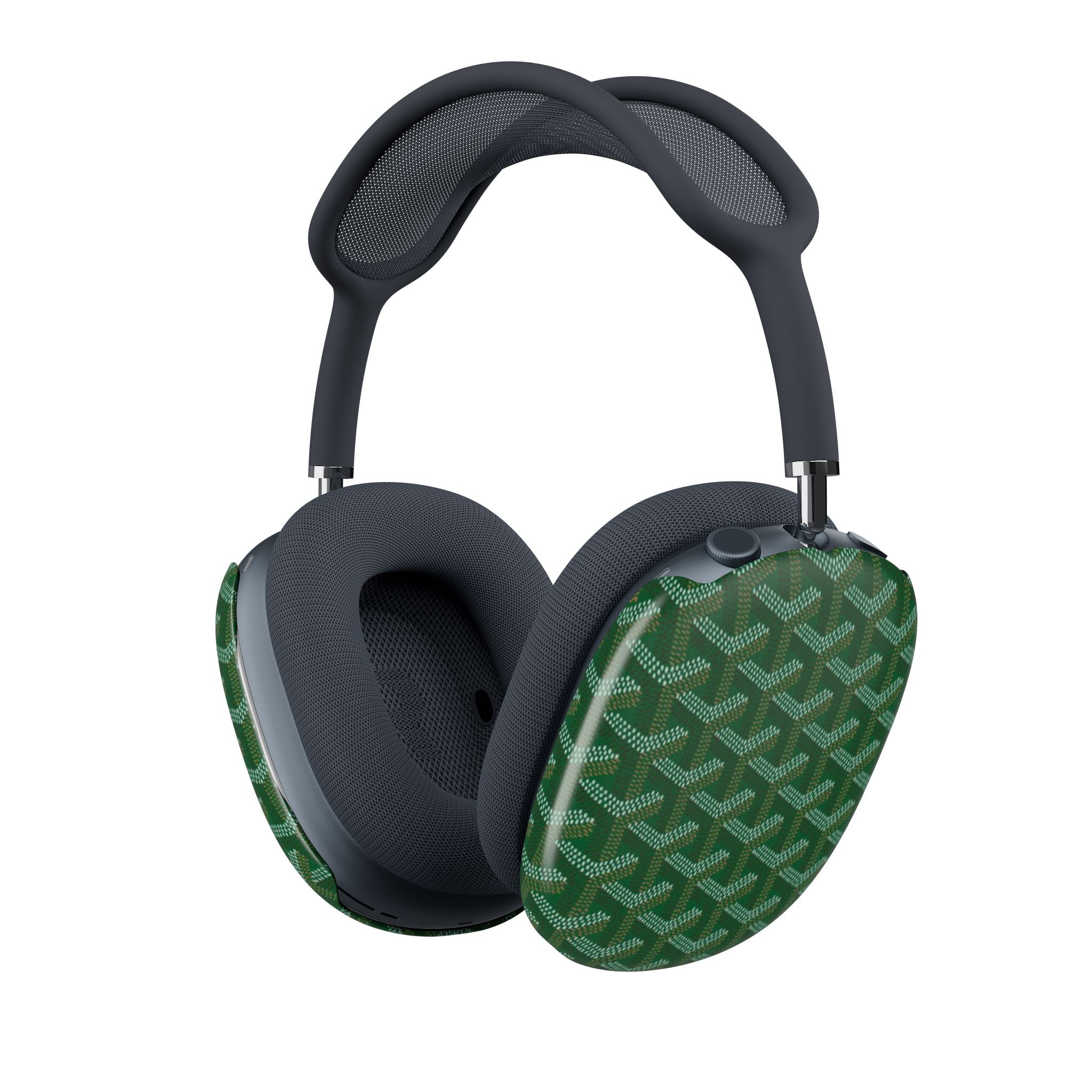 AirPods Max ear cup cover, green Goyard pattern on one side