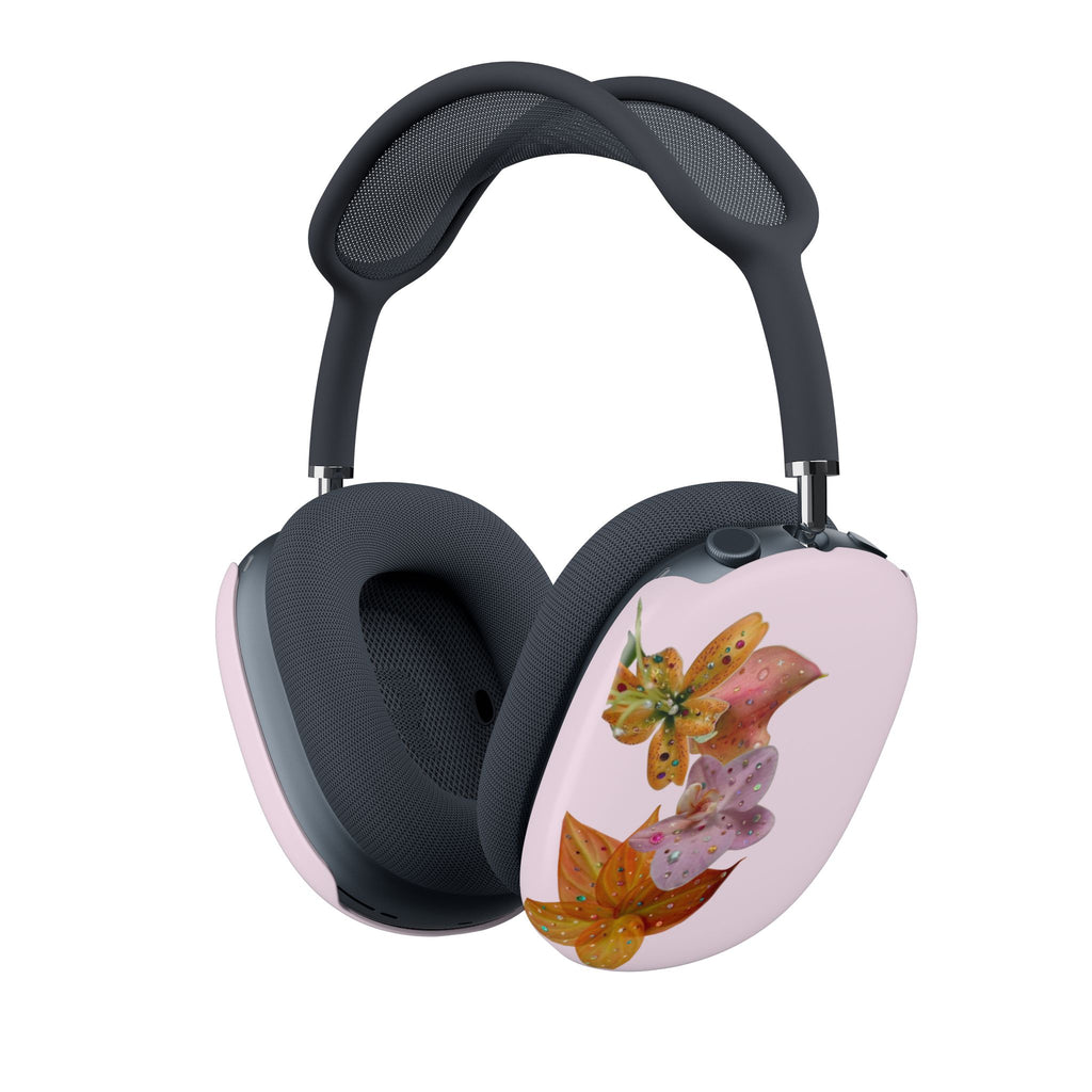 PINK EMBELLISHED LILY FLOWERS AIRPODS MAX CASE COVERS