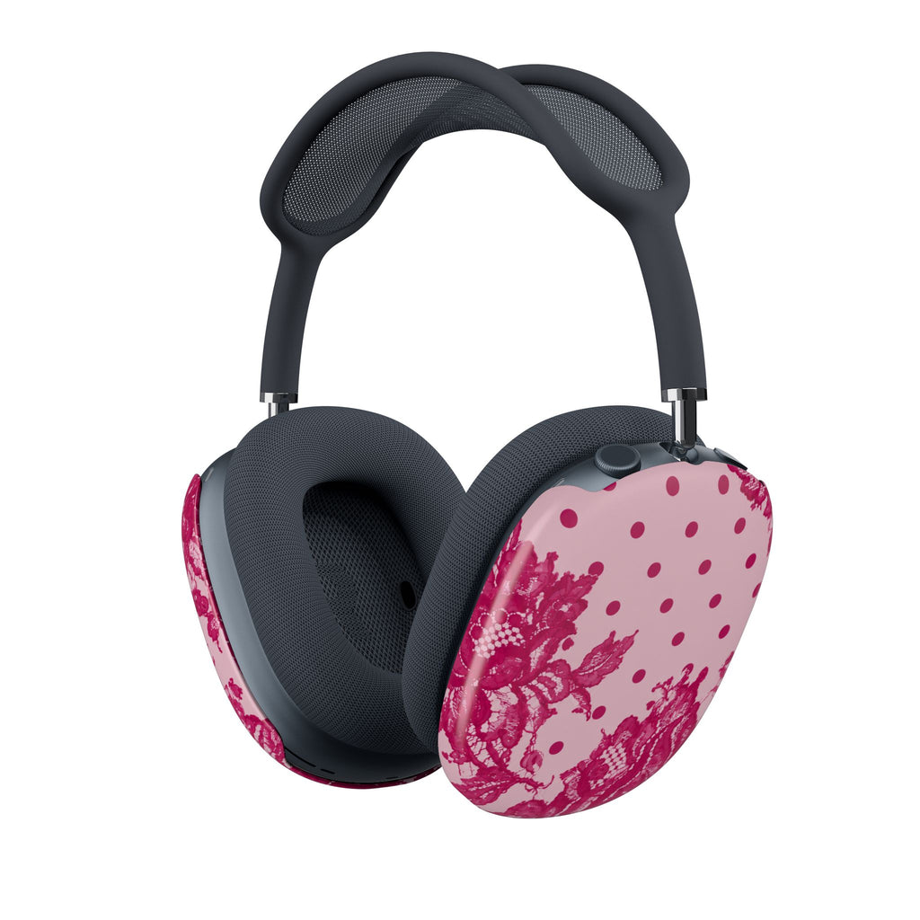 RASPBERRY CHANTILLY POLKA DOTS LACE AIRPODS MAX CASE COVERS