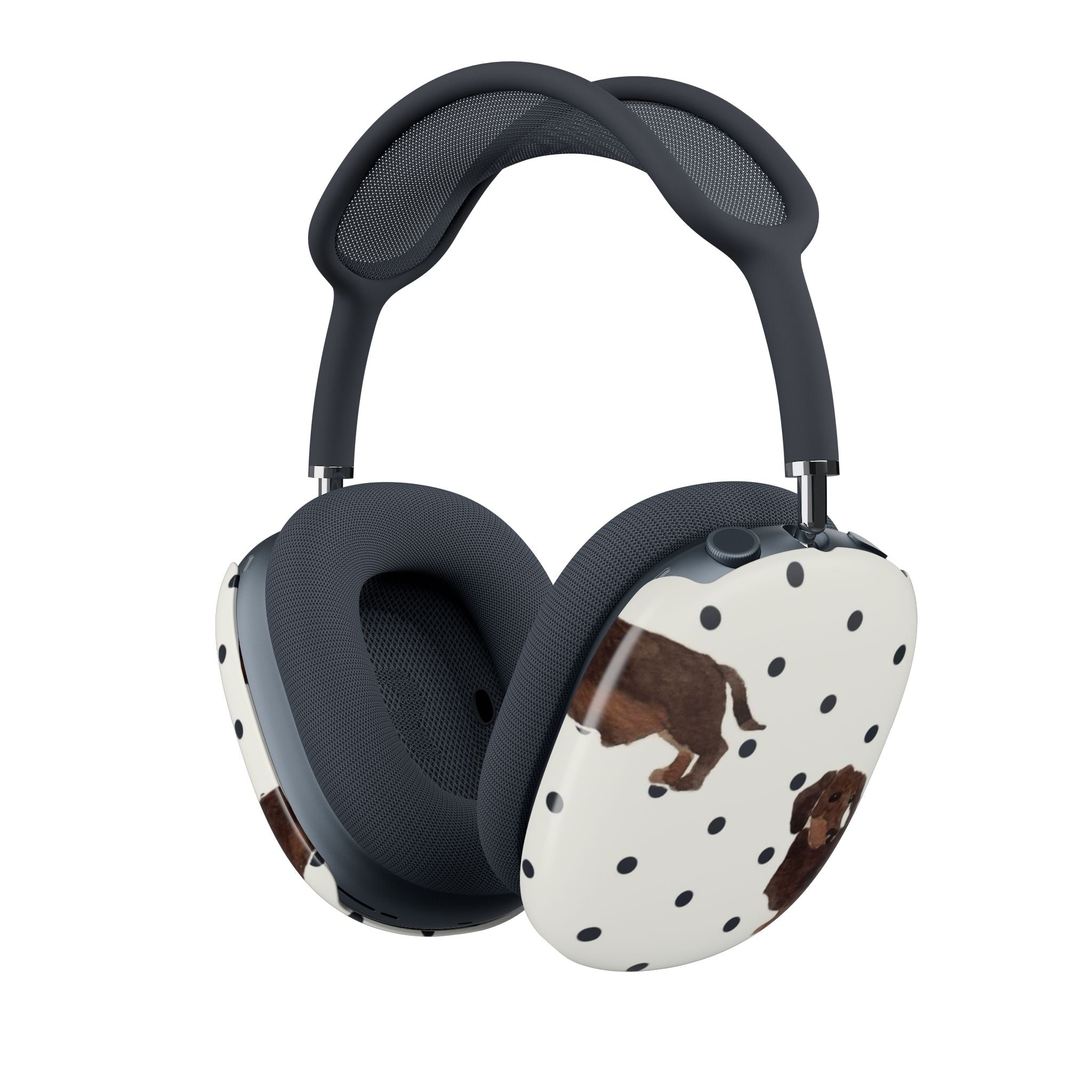 BLACK & WHITE POLKA DOTS DACHSHUND AIRPODS MAX CASE COVERS