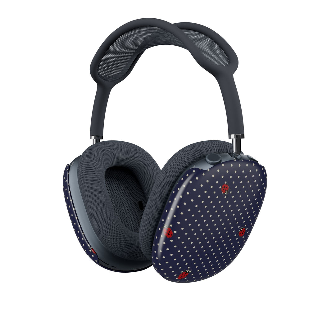 NAVY BLUE POLKA DOTS MINI LADYBUGS AIRPODS MAX CASE COVERS
