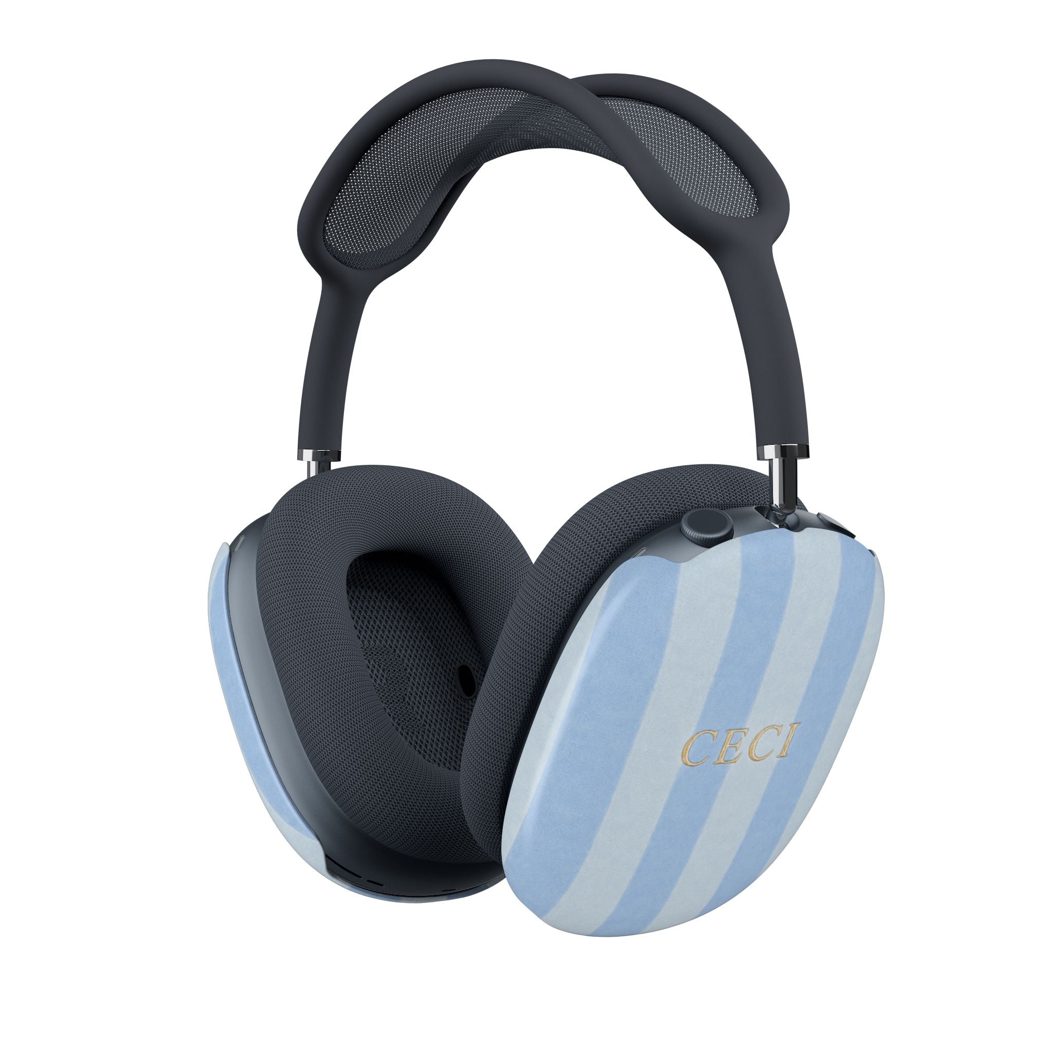 PERSONALIZED NAME CUSTOM SOFT BLUE STRIPES AIRPODS MAX CASE COVERS
