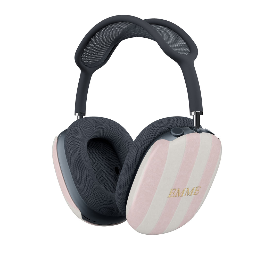 PERSONALIZED NAME CUSTOM BABY PINK STRIPES AIRPODS MAX CASE COVERS