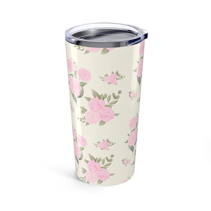 IVORY PINK ROSES TUMBLER
