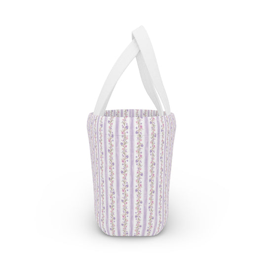 PURPLE STRIPE FLORAL LUNCH BOX BAG
