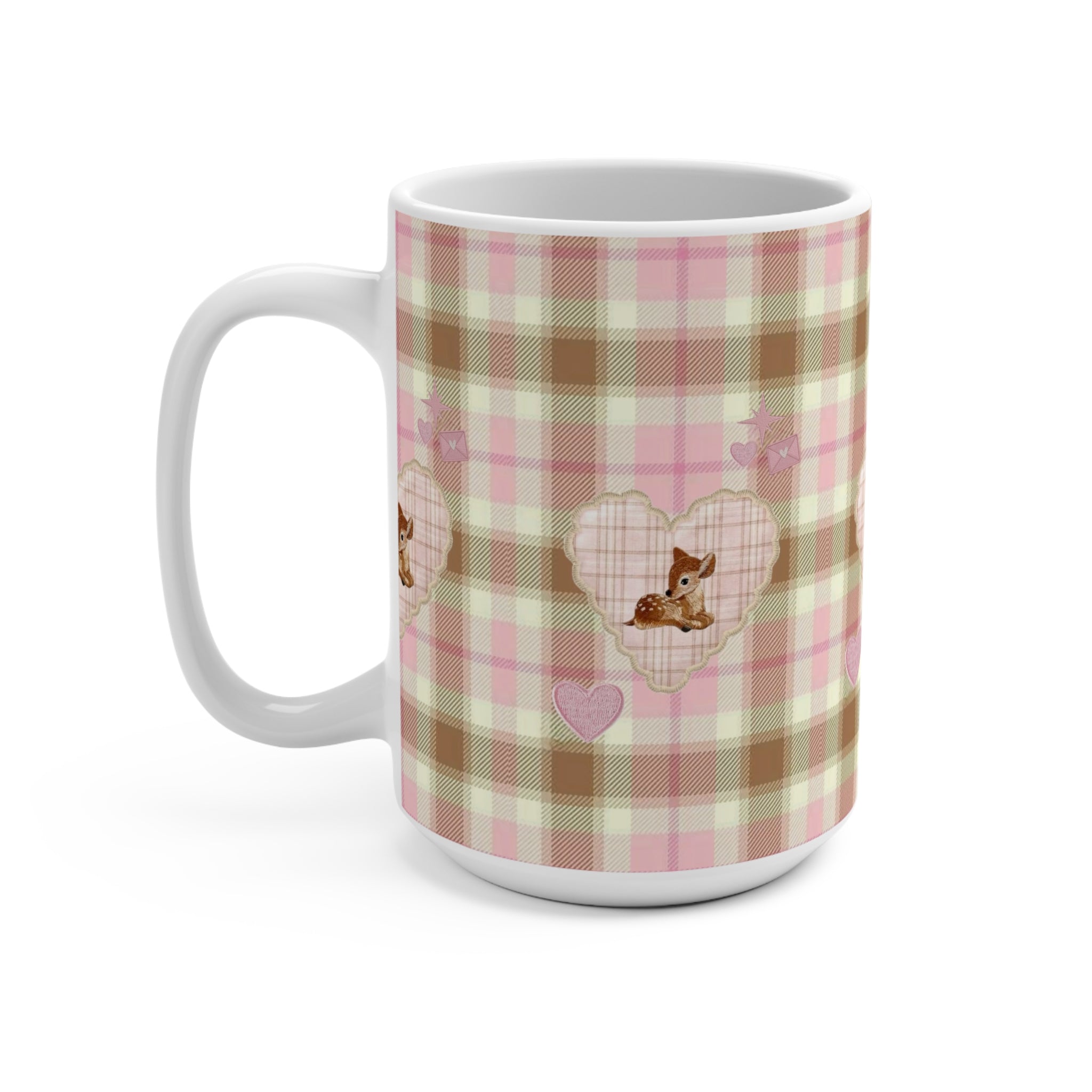 PLAID DEER HOLIDAY CERAMIC MUG