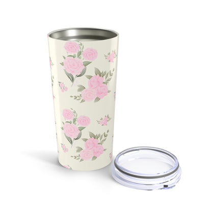 IVORY PINK ROSES TUMBLER