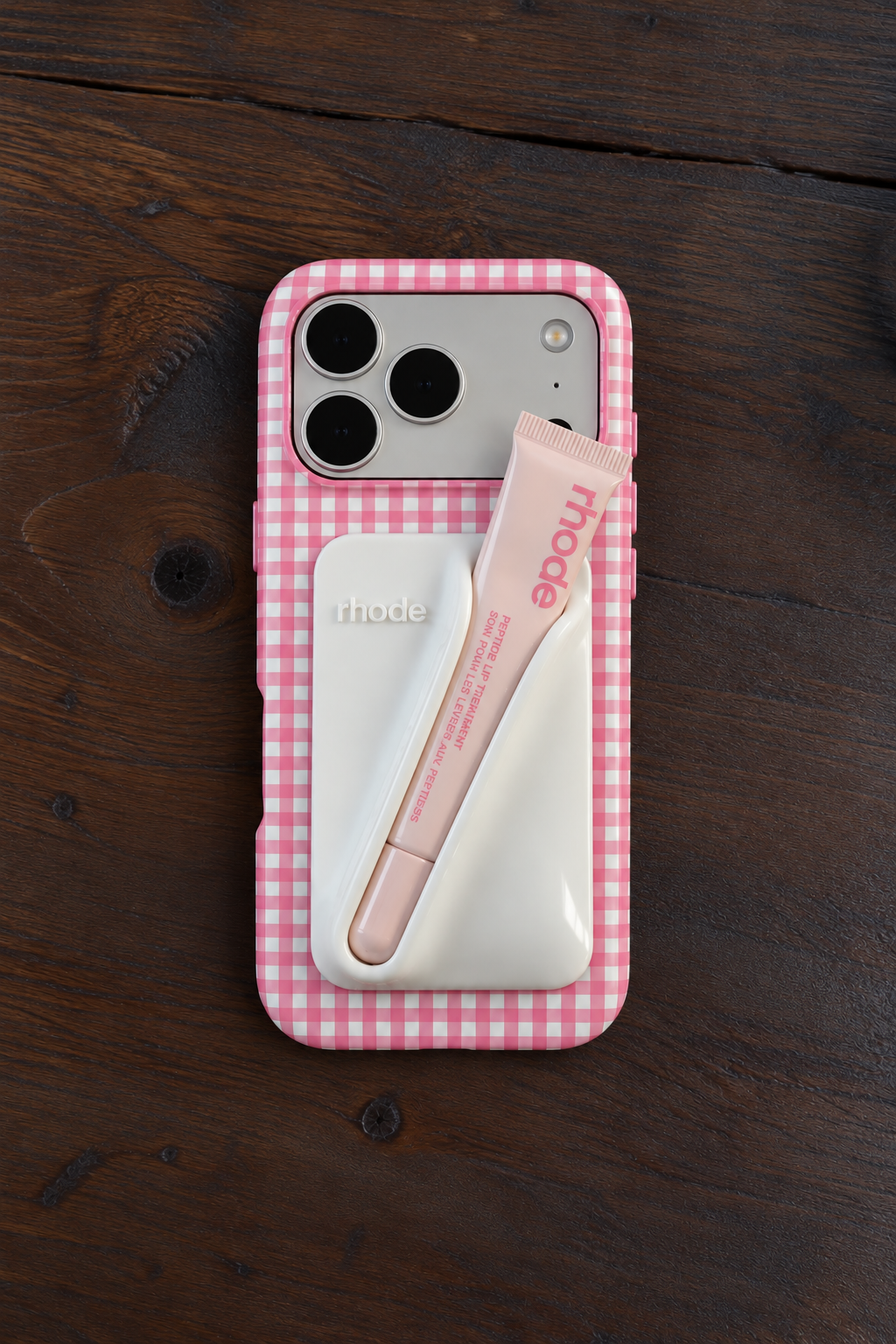 PINK GINGHAM PLAID PHONE CASE