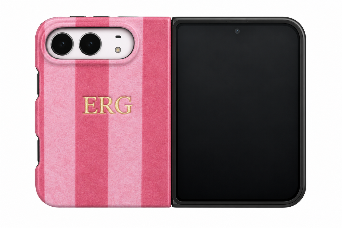 PERSONALIZED PINK STRIPES INITIALS NAME CUSTOM PHONE CASE